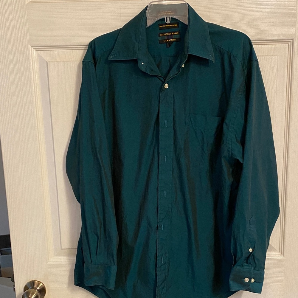 Vintage Alexander Julian Colours Medium Teal Button Down Shirt